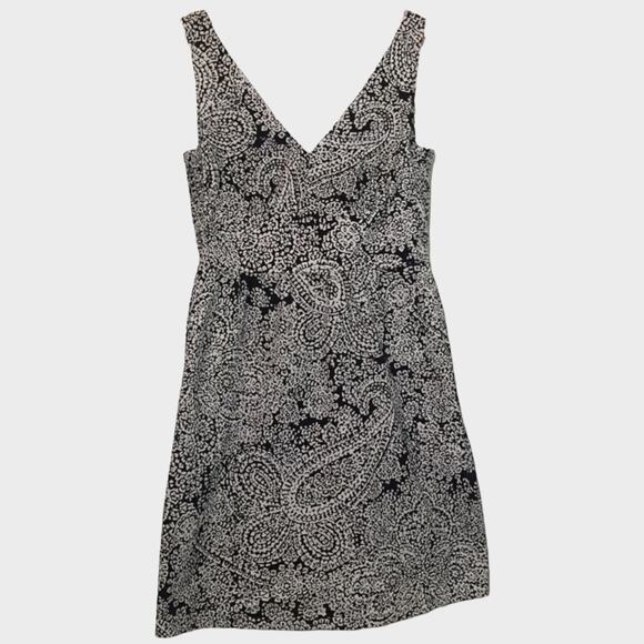 Ann Taylor LOFT Small Black White Paisley Dress with Pockets Lined - Picture 1 of 8